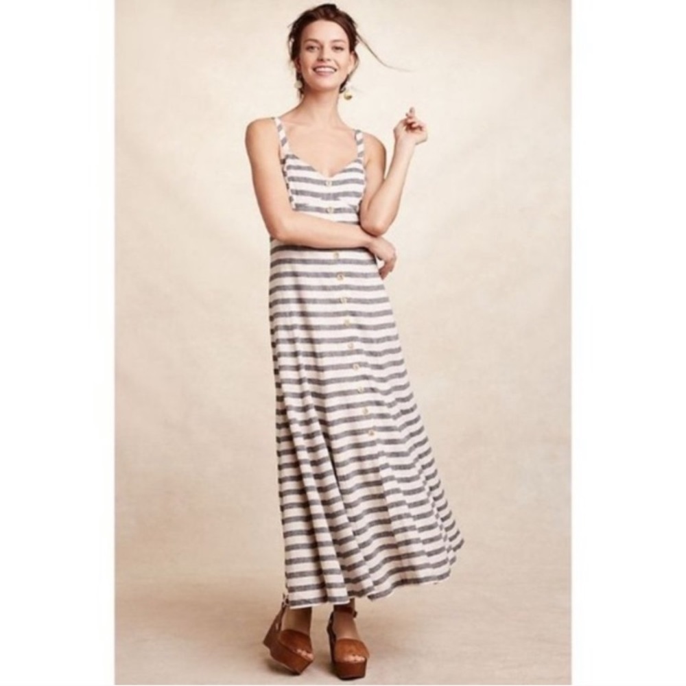 NWT Maeve Anthropologie Linen Striped Dress SZ 4